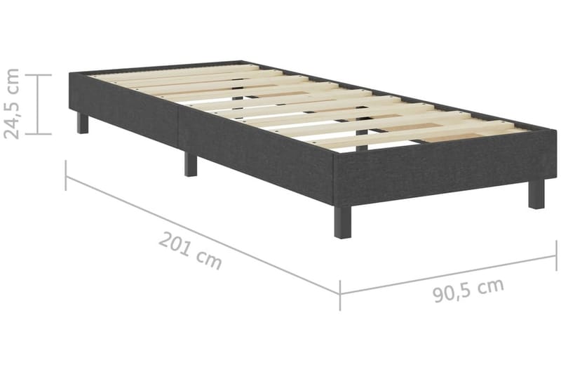 Resårsäng sängram grå tyg 90x200 cm - Grå - Möbler - Sovrum - Sängram & sängstomme