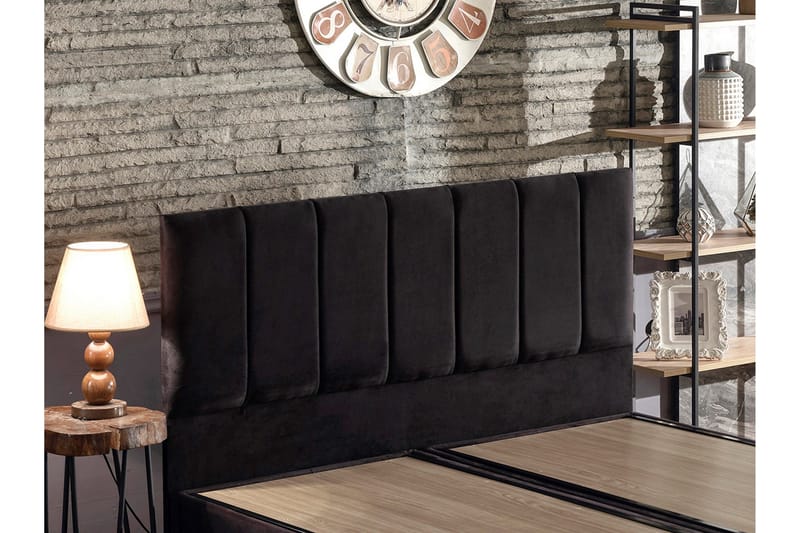 Ryntham Sängram Dubbel med Sänggavel 150x200 cm - Svart - Möbler - Sovrum - Sängram & sängstomme