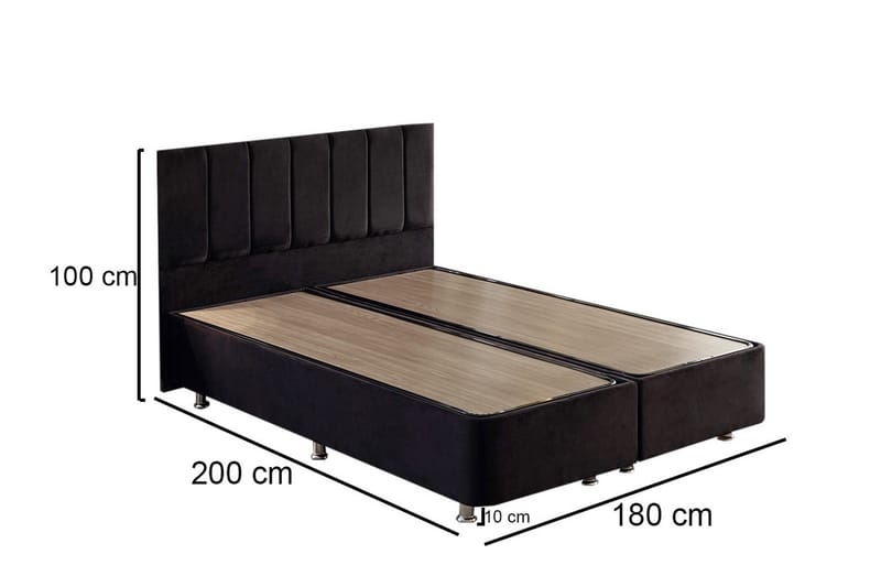 Ryntham Sängram Dubbel med Sänggavel 180x200 cm - Svart - Möbler - Sovrum - Sängram & sängstomme