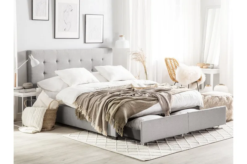 Sandrick Kontinentalsäng med Förvaring 160x200 - Grå - Möbler - Sovrum - Sängram & sängstomme