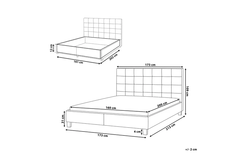 Sandrick Kontinentalsäng med Förvaring 160x200 - Grå - Möbler - Sovrum - Sängram & sängstomme