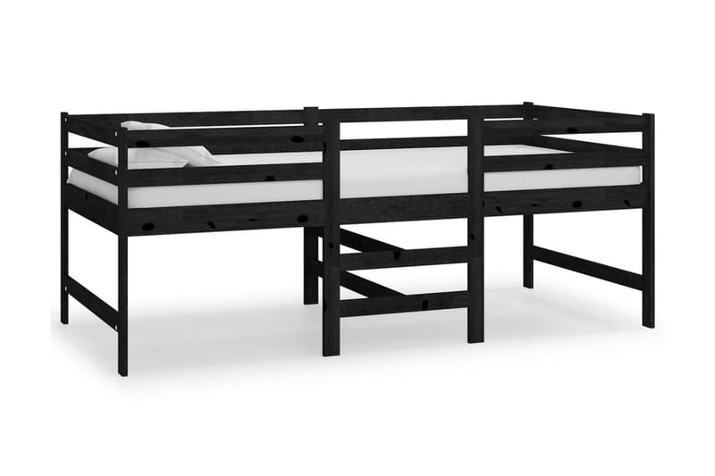 Säng medelhög svart massiv furu 90x200 cm - Svart - Möbler - Sovrum - Sängram & sängstomme