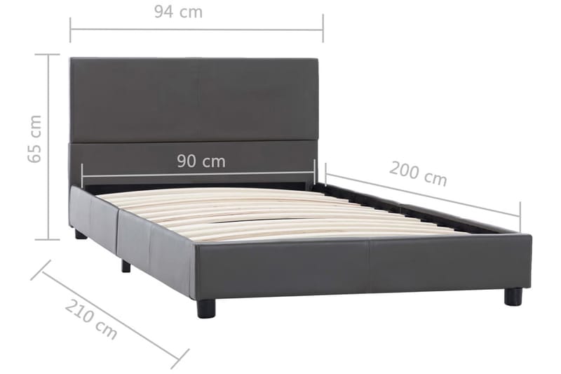 Sängram grå konstläder 90x200 cm - Grå - Möbler - Sovrum - Sängram & sängstomme