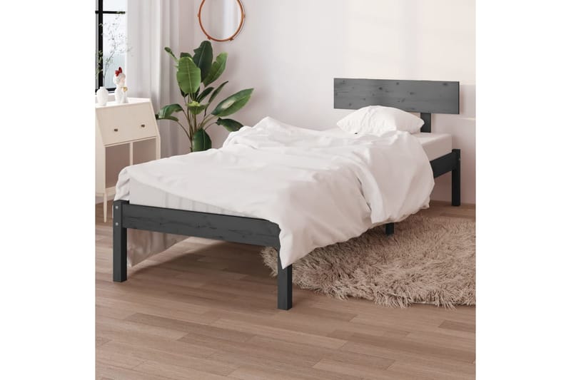 Sängram grå massiv furu 100x200 cm - Grå - Möbler - Sovrum - Sängram & sängstomme