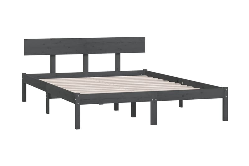 Sängram grå massiv furu 140x190 cm - Grå - Möbler - Sovrum - Sängram & sängstomme