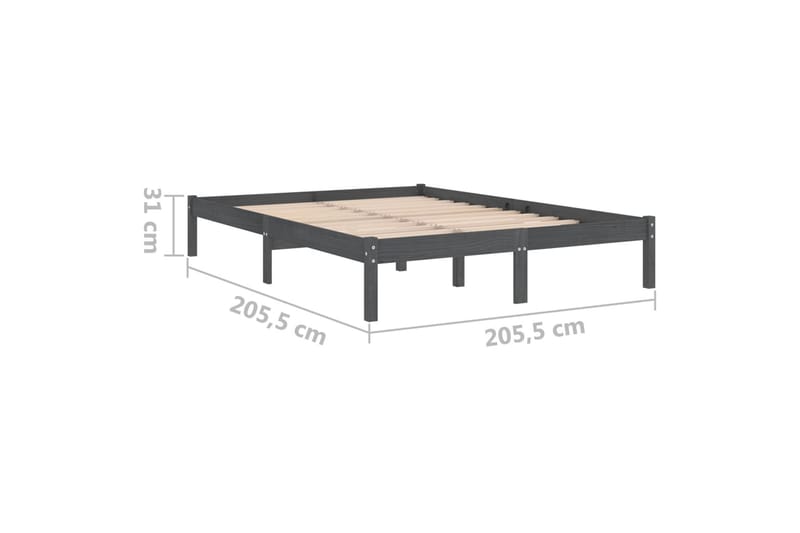 Sängram grå massiv furu 200x200 cm - Grå - Möbler - Sovrum - Sängram & sängstomme