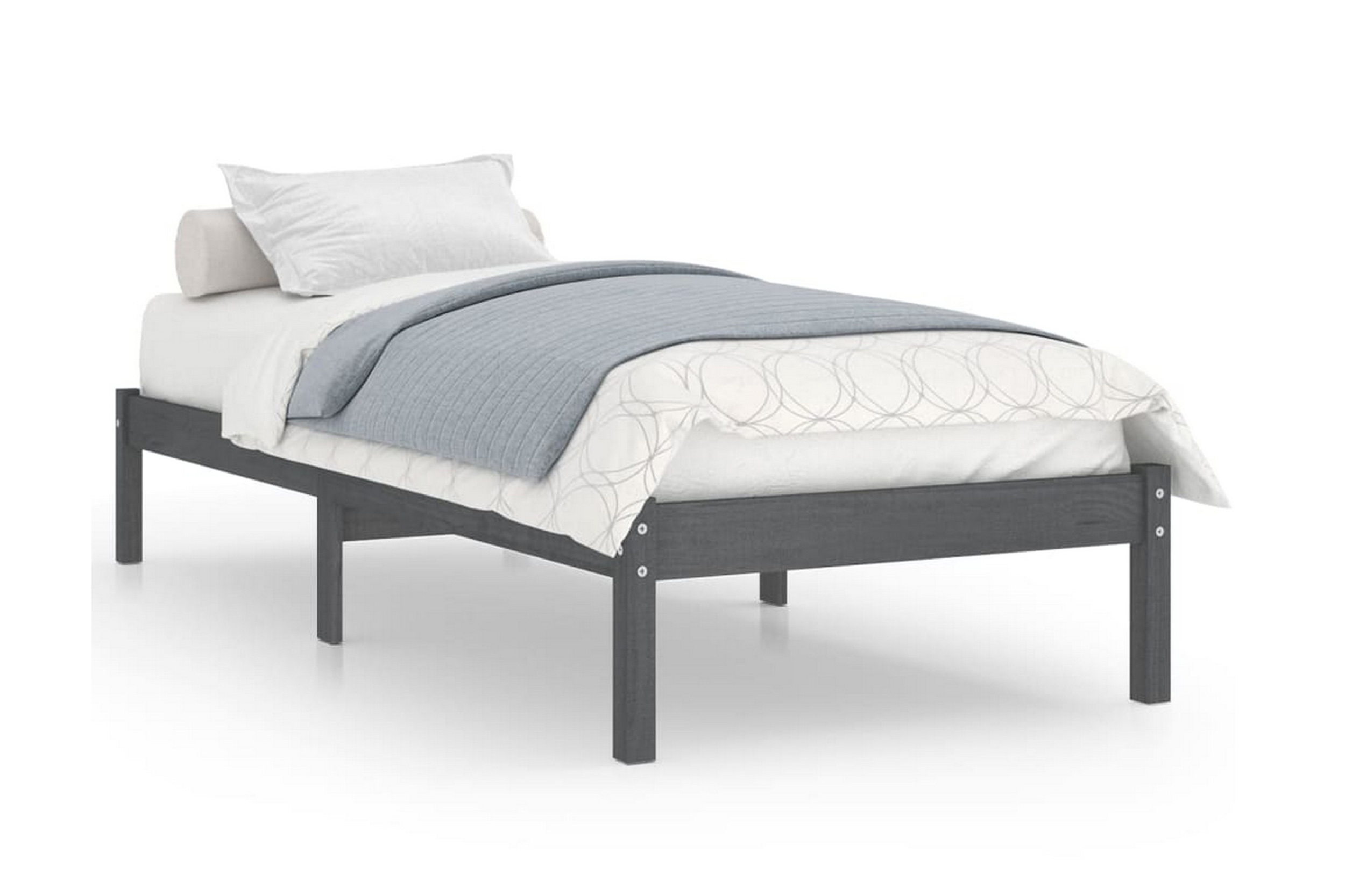 Be Basic Sängram grå massiv furu 90×200 cm – Grå
