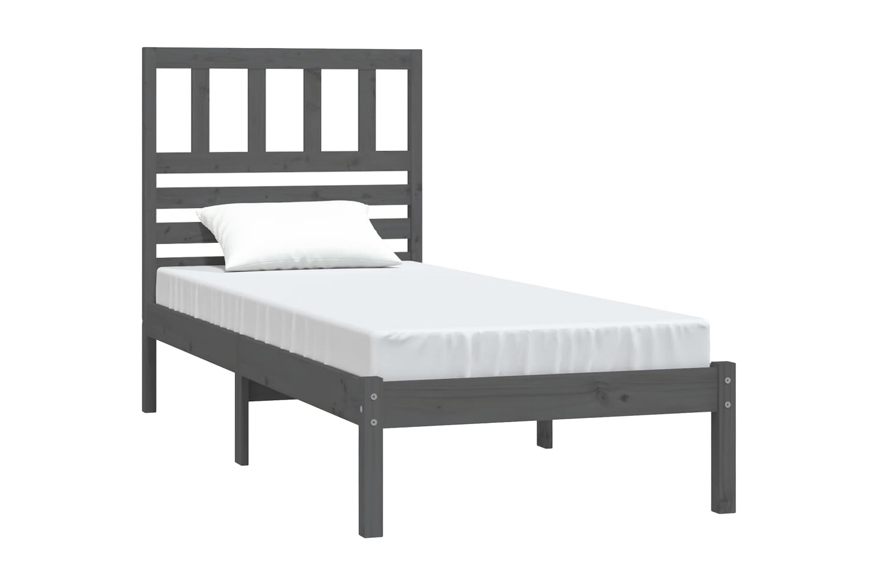 Sängram grå massivt furu 100×200 cm enkelsäng – Grå