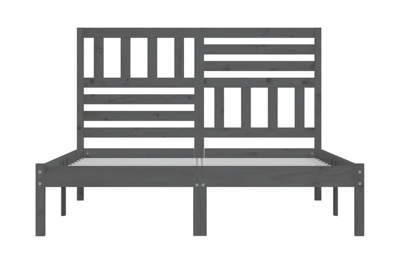 Sängram grå massivt furu 135x190 cm dubbel - Grå - Möbler - Sovrum - Sängram & sängstomme