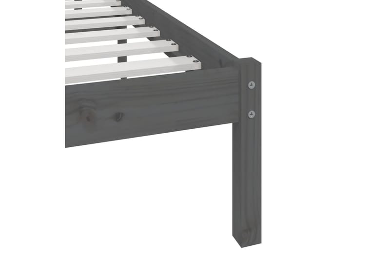 Sängram grå massivt furu 135x190 cm dubbel - Grå - Möbler - Sovrum - Sängram & sängstomme