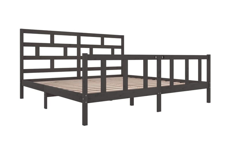 Sängram grå massivt furu 200x200 cm - Grå - Möbler - Sovrum - Sängram & sängstomme