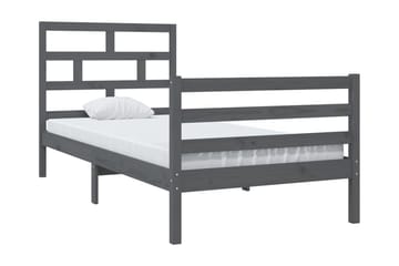 Sängram grå massivt furu 90x200 cm enkelsäng