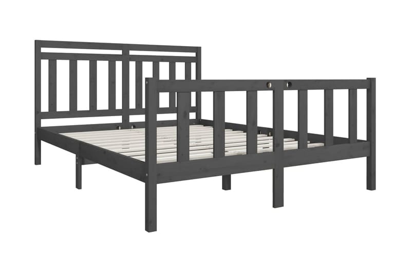 Sängram grå massivt trä 150x200 cm - Grå - Möbler - Sovrum - Sängram & sängstomme