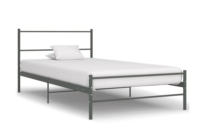 Sängram grå metall 100x200 cm - Sängram & sängstomme