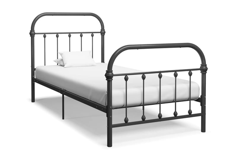 Sängram grå metall 100x200 cm - Grå - Möbler - Sovrum - Sängram & sängstomme