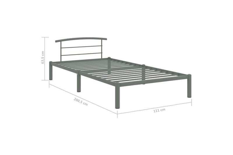 Sängram grå metall 100x200 cm - Grå - Möbler - Sovrum - Sängram & sängstomme