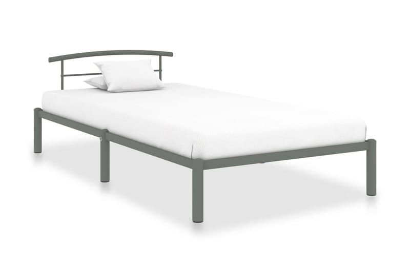 Sängram grå metall 100x200 cm - Grå - Möbler - Sovrum - Sängram & sängstomme