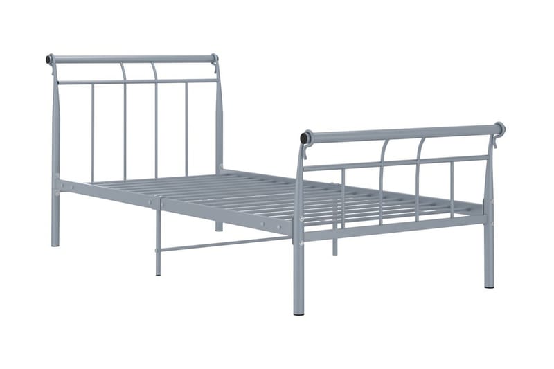 Sängram grå metall 100x200 cm - Grå - Sängram & sängstomme