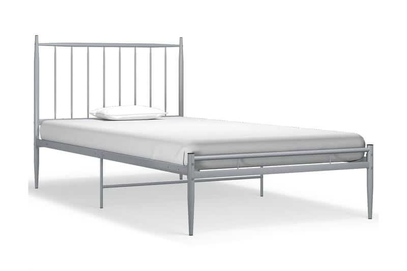 Sängram grå metall 100x200 cm - Grå - Möbler - Sovrum - Sängram & sängstomme