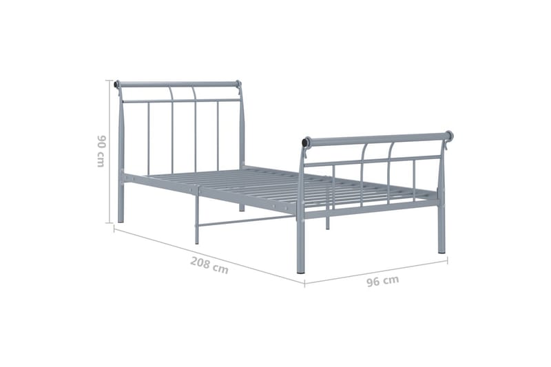 Sängram grå metall 90x200 cm - Grå - Möbler - Sovrum - Sängram & sängstomme