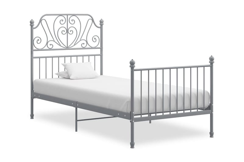 Sängram grå metall 90x200 cm - Grå - Möbler - Sovrum - Sängram & sängstomme