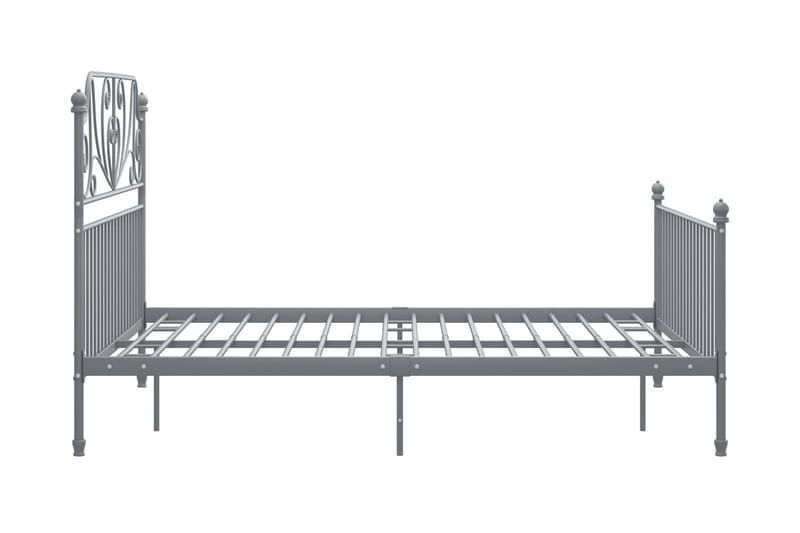 Sängram grå metall och plywood 160x200 cm - Grå - Möbler - Sovrum - Sängram & sängstomme