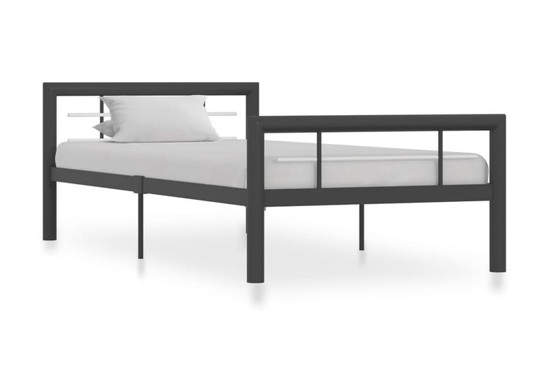 Sängram gr�å och vit metall 90x200 cm - Grå - Sängram & sängstomme