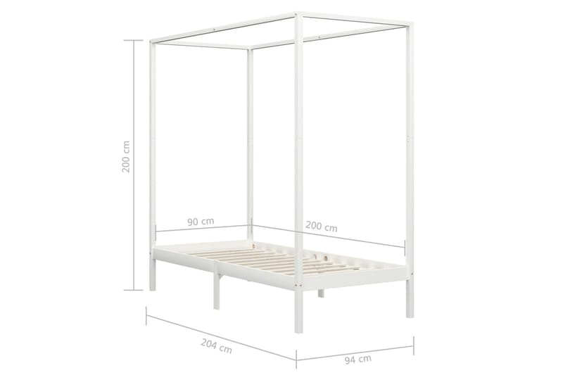 Sängram himmelsäng vit massiv furu 90x200 cm - Vit - Möbler - Sovrum - Sängar - Himmelsäng