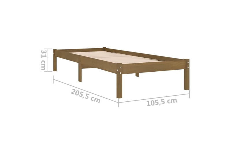 Sängram honungsbrun massiv furu 100x200 cm - Honung - Sängram & sängstomme