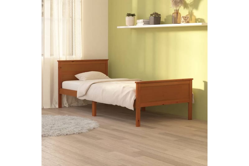 Sängram honungsbrun massiv furu 100x200 cm - Honungsbrun - Möbler - Sovrum - Sängram & sängstomme