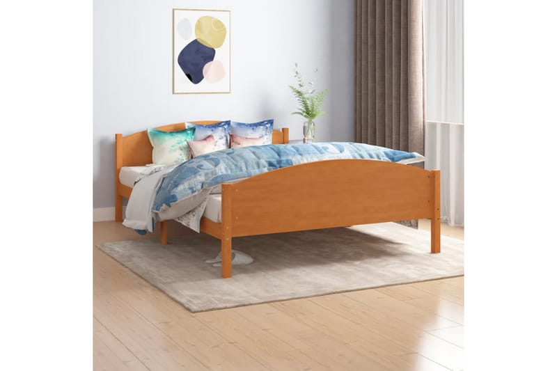 Sängram honungsbrun massiv furu 140x200 cm - Honung - Möbler - Sovrum - Sängram & sängstomme
