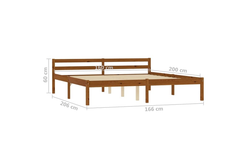 Sängram honungsbrun massiv furu 160x200 cm - Brun - Möbler - Sovrum - Sängram & sängstomme