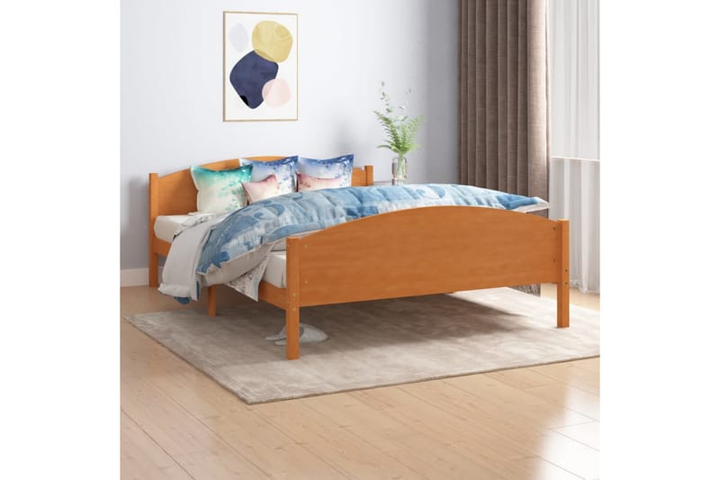Sängram honungsbrun massiv furu 160x200 cm - Honung - Möbler - Sovrum - Sängram & sängstomme