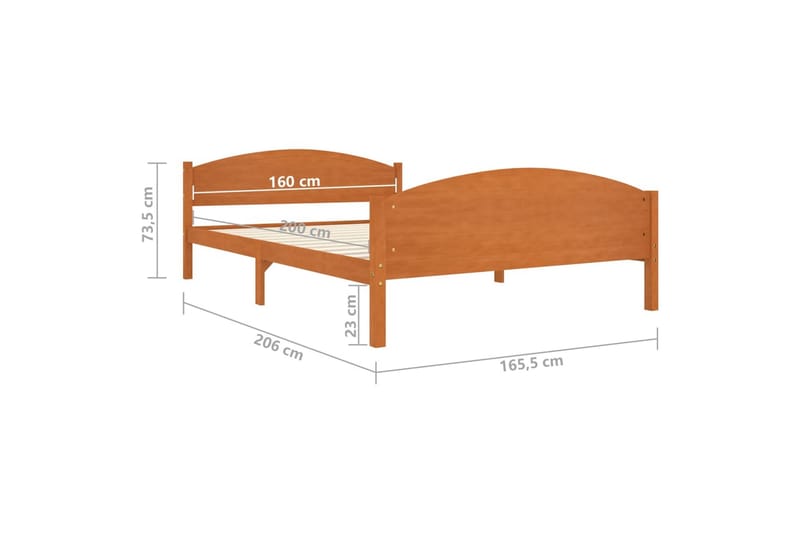 Sängram honungsbrun massiv furu 160x200 cm - Honung - Möbler - Sovrum - Sängram & sängstomme
