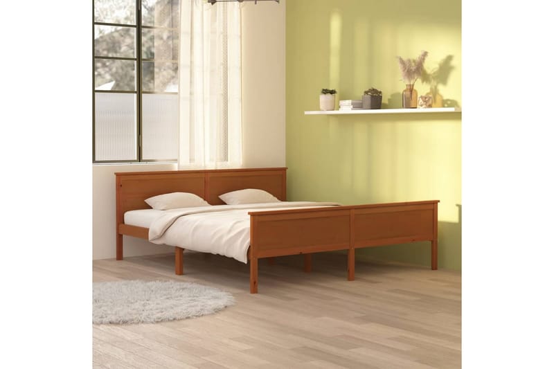 Sängram honungsbrun massiv furu 180x200 cm - Honungsbrun - Möbler - Sovrum - Sängram & sängstomme