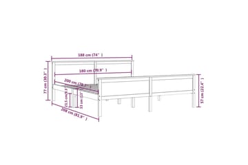 Sängram honungsbrun massiv furu 180x200 cm - Honungsbrun - Möbler - Sovrum - Sängram & sängstomme