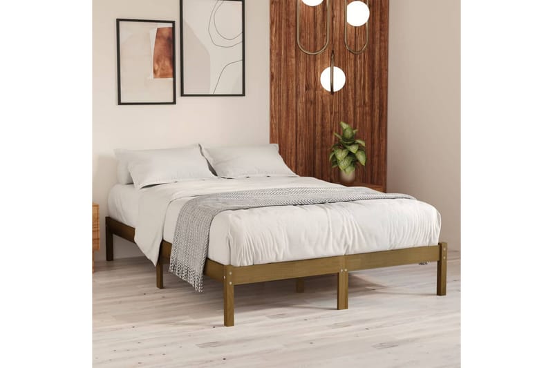 Sängram honungsbrun massiv furu 200x200 cm - Honung - Möbler - Sovrum - Sängram & sängstomme
