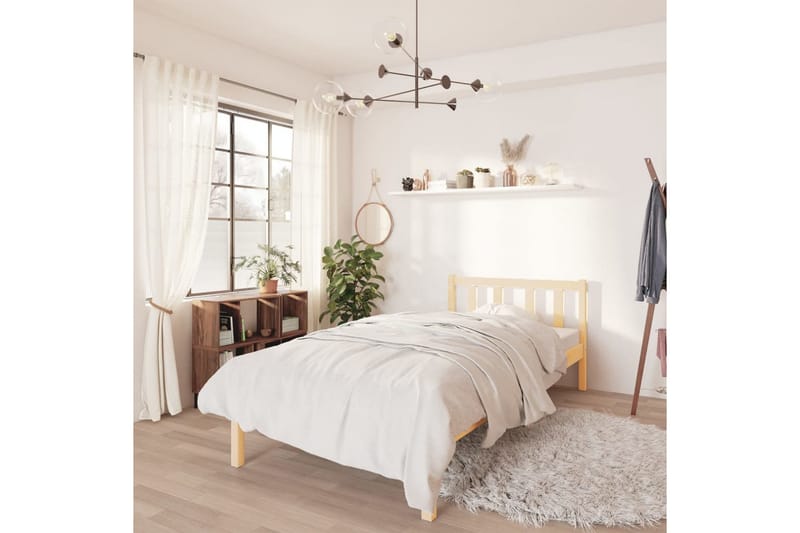 Sängram massiv furu 100x200 cm - Brun - Möbler - Sovrum - Sängram & sängstomme
