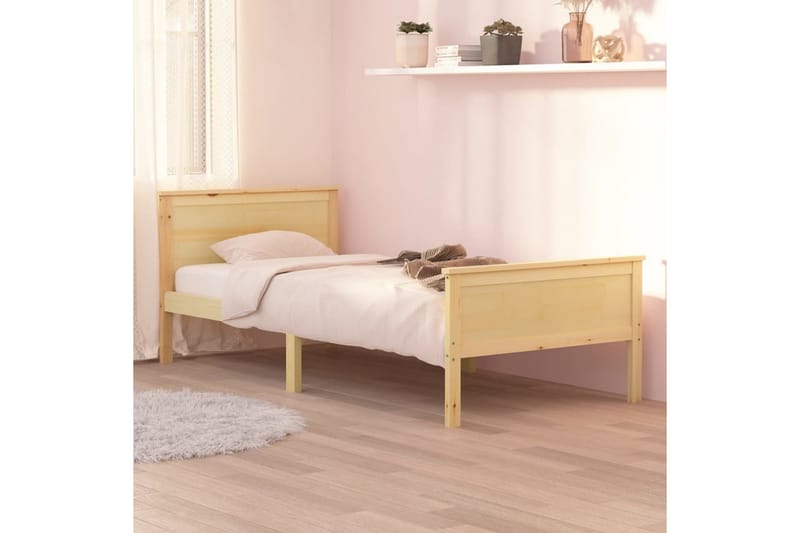 Sängram massiv furu 100x200 cm - Brun - Möbler - Sovrum - Sängram & sängstomme