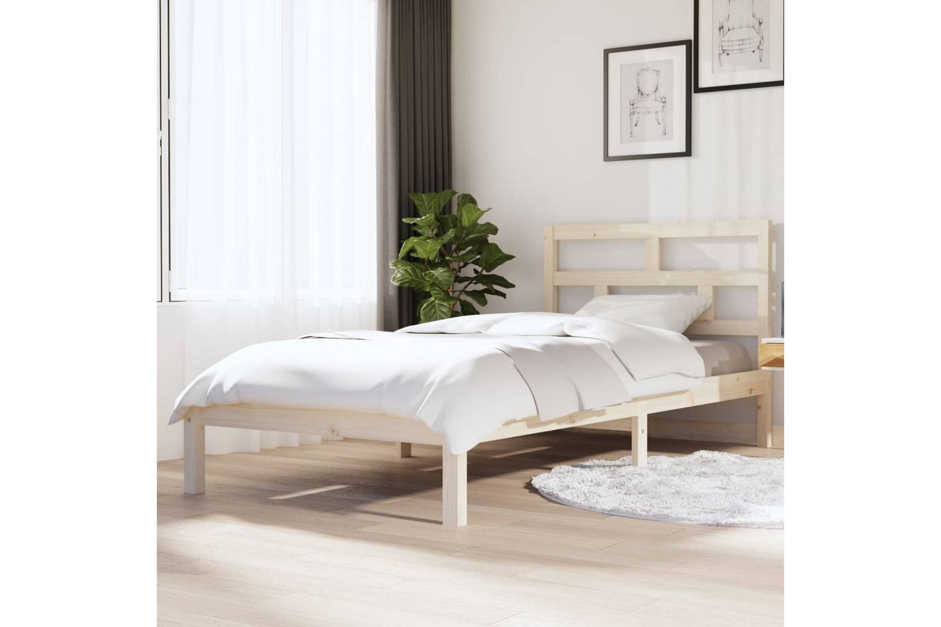 Sängram massiv furu 100x200 cm enkelsäng - Brun - Möbler - Sovrum - Sängram & sängstomme