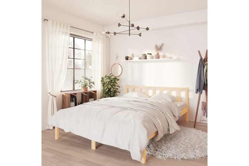 Sängram massiv furu 120x190 cm UK liten dubbel - Brun - Möbler - Sovrum - Sängram & sängstomme