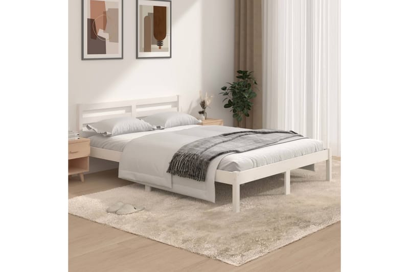 Sängram massiv furu 135x190 cm vit 4FT6 - Vit - Möbler - Sovrum - Sängram & sängstomme