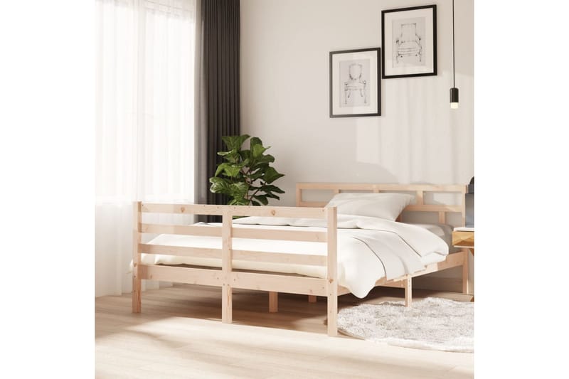 Sängram massiv furu 140x190 cm - Brun - Möbler - Sovrum - Sängram & sängstomme