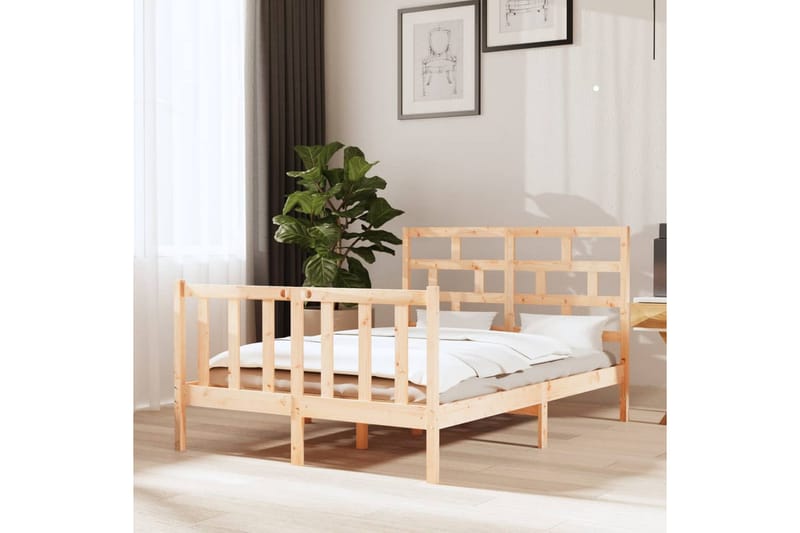 Sängram massiv furu 140x190 cm - Brun - Möbler - Sovrum - Sängram & sängstomme