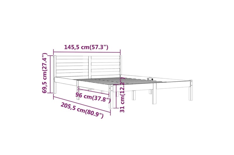 Sängram massiv furu 140x200 cm - Brun - Möbler - Sovrum - Sängram & sängstomme