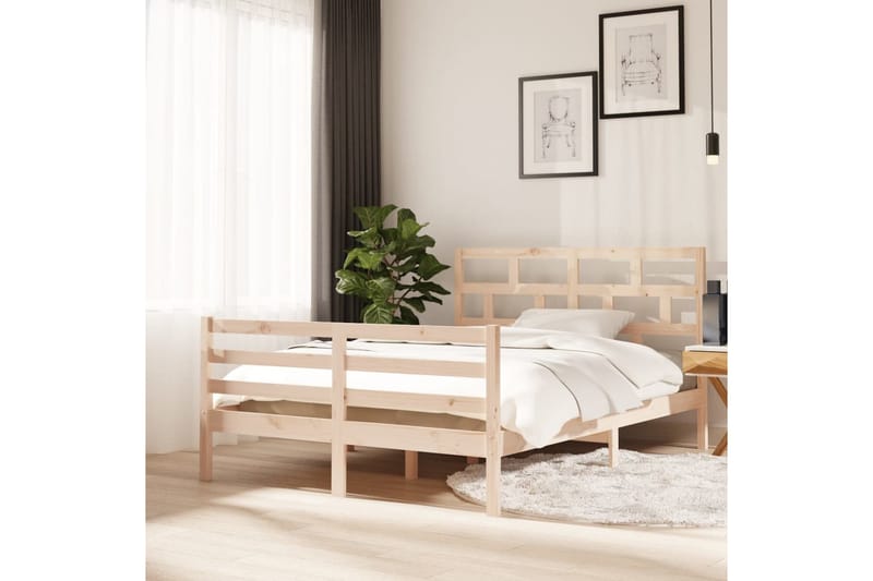 Sängram massiv furu 140x200 cm - Brun - Möbler - Sovrum - Sängram & sängstomme