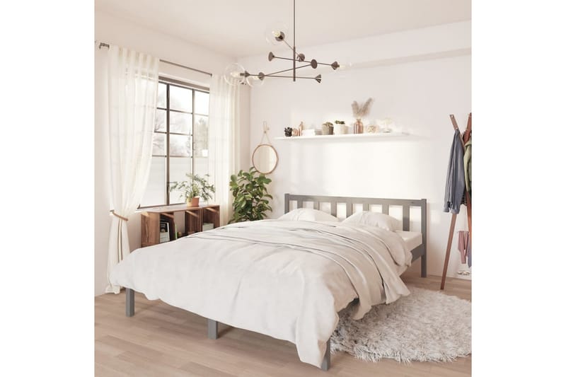 Sängram massiv furu 150x200 cm UK grå - Grå - Möbler - Sovrum - Sängram & sängstomme