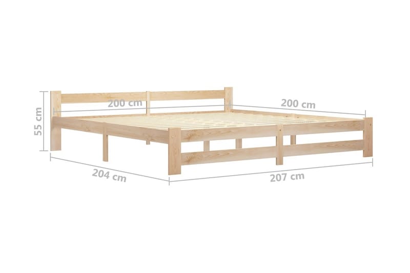 Sängram massiv furu 200x200 cm - Brun - Möbler - Sovrum - Sängram & sängstomme
