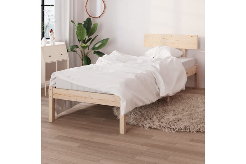 Sängram massiv furu 90x190 cm - Brun - Möbler - Sovrum - Sängram & sängstomme