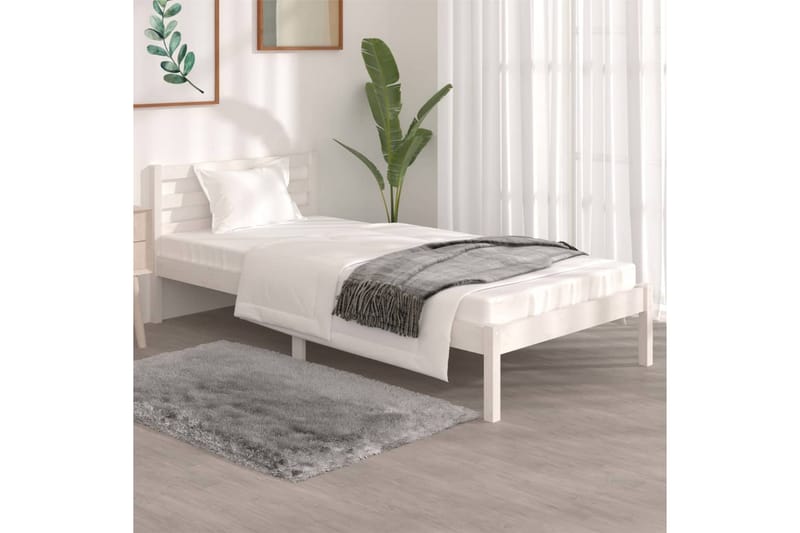 Sängram massiv furu 90x190 cm vit 3FT - Vit - Möbler - Sovrum - Sängram & sängstomme